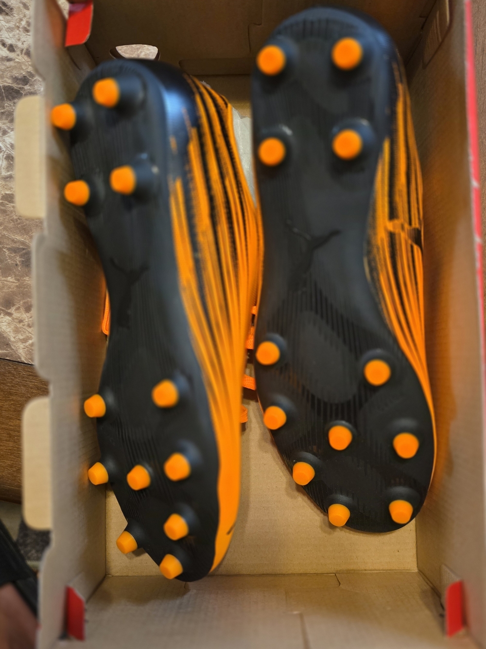 Puma Men’s Orange Performance Soccer Shoes - Picture 2 of 6